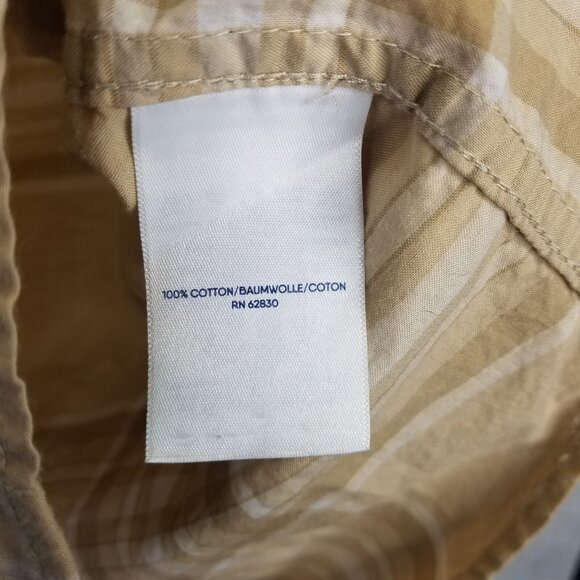 Lands End Button Up Shirt Women 2X 20-22 Brown Plaid Cotton Long Sleeve Tab Camp - Picture 8 of 14